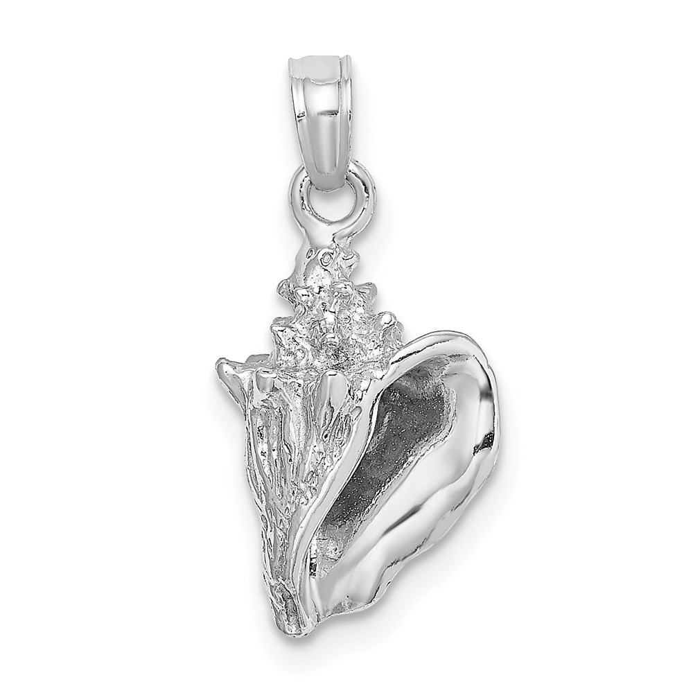 14K White Gold 3-D Small MINI Conch Shell Necklace Charm Pendant